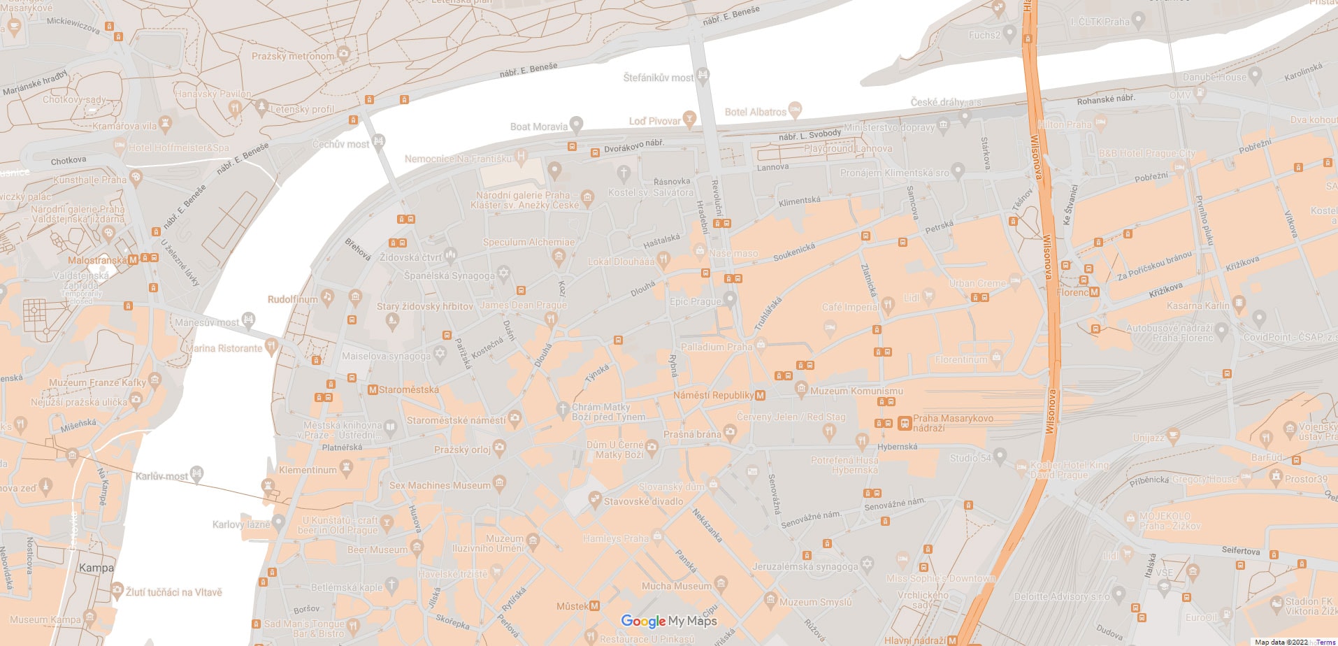 Alforno na mapě Prahy